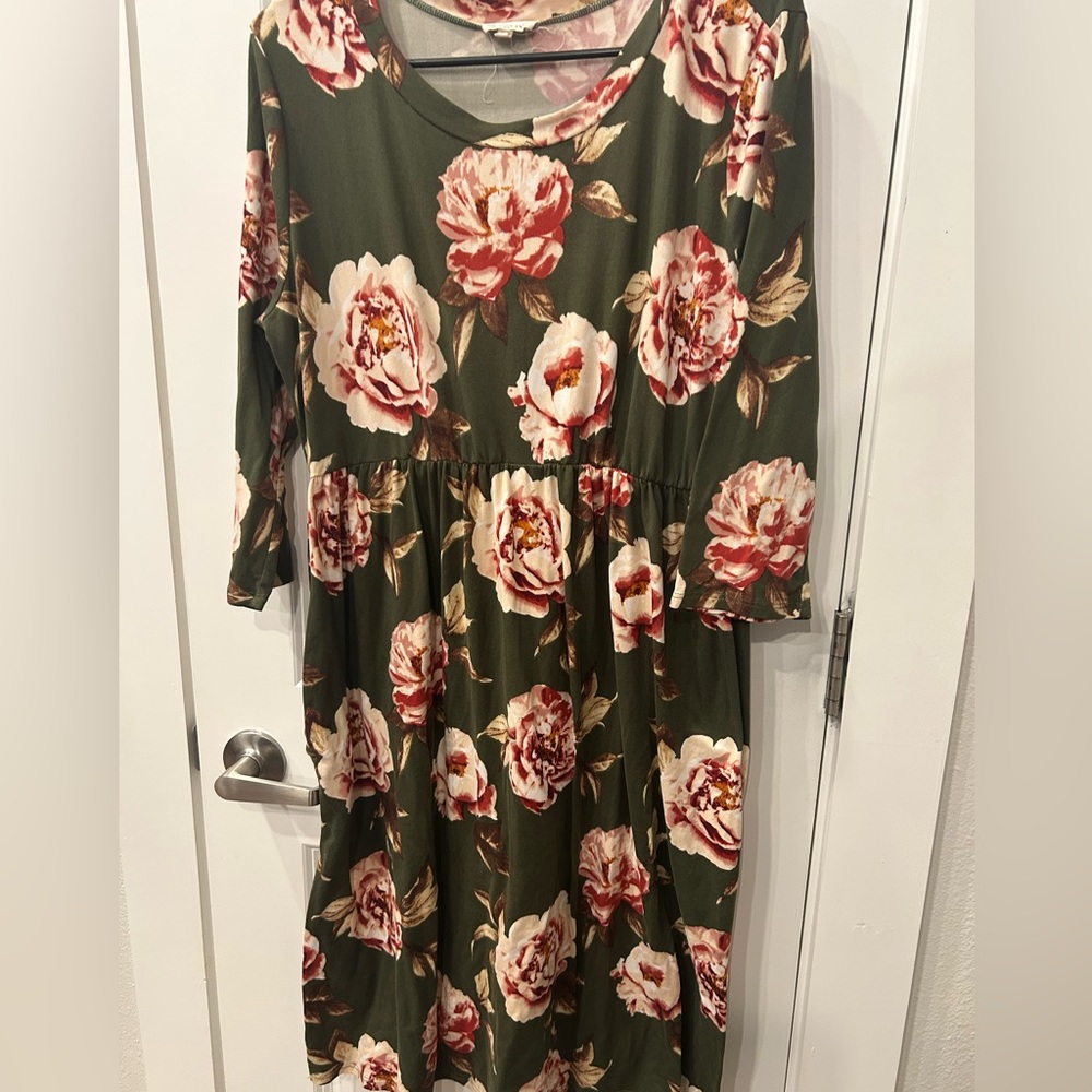 Sweet Pea Floral Dress with Red and Cream Accents
